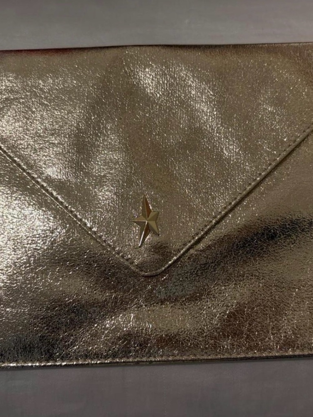 Thierry Mugler Metallic Gold Star Envelope Clutch